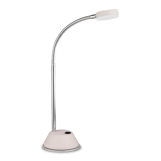 Tobias Table Lamp 1 Light 3W LED 3000K, 300lm, Matt White/Frosted Acrylic/Polished Chrome, 3yrs Warranty by Mantra