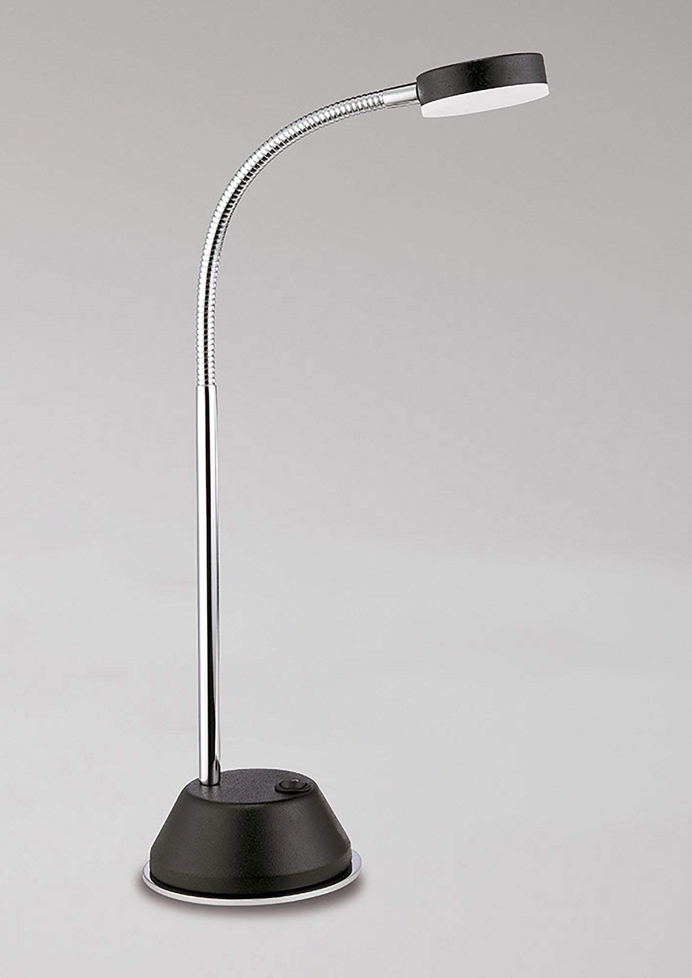 Tobias Table Lamp 1 Light 3W LED 3000K, 300lm, Matt Black/Frosted Acrylic/Polished Chrome, 3yrs Warranty by Mantra