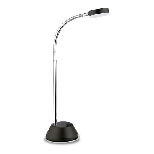 Tobias Table Lamp 1 Light 3W LED 3000K, 300lm, Matt Black/Frosted Acrylic/Polished Chrome, 3yrs Warranty by Mantra