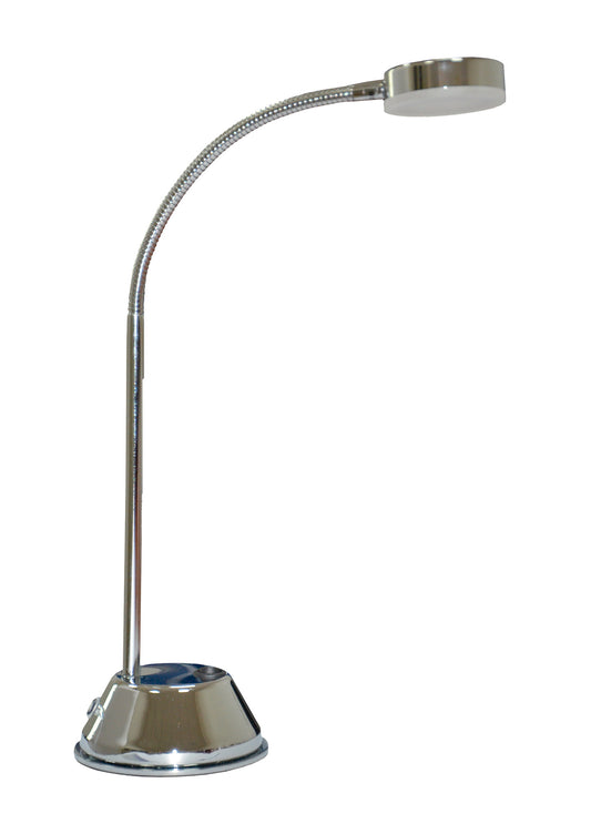 Tobias Table Lamp 1 Light 3W LED 3000K, 300lm, Polished Chrome/Frosted Acrylic, 3yrs Warranty by Mantra