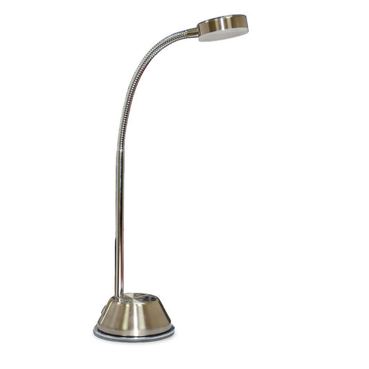 Tobias Table Lamp 1 Light 3W LED 3000K, 300lm, Satin Nickel/Frosted Acrylic/Polished Chrome, 3yrs Warranty by Mantra