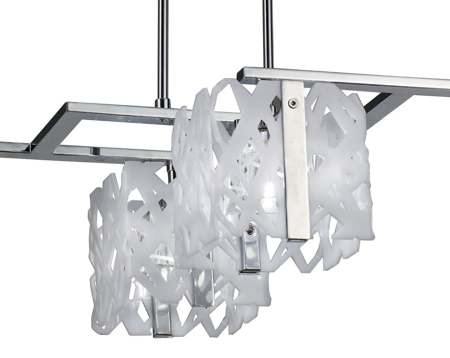 Tokio Rectangular Telescopic Convertible To Semi Flush 4 Light G9 Line, Gloss White/Polished Chrome by Mantra