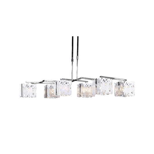 Tokio Rectangular Telescopic 6 Light G9 Line, Gloss White/Polished Chrome by Mantra