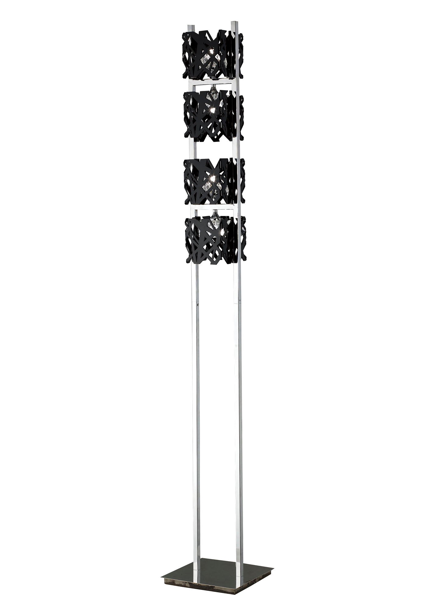 Tokio Floor Lamp 4 Light G9, Gloss Black/Polished Chrome by Mantra