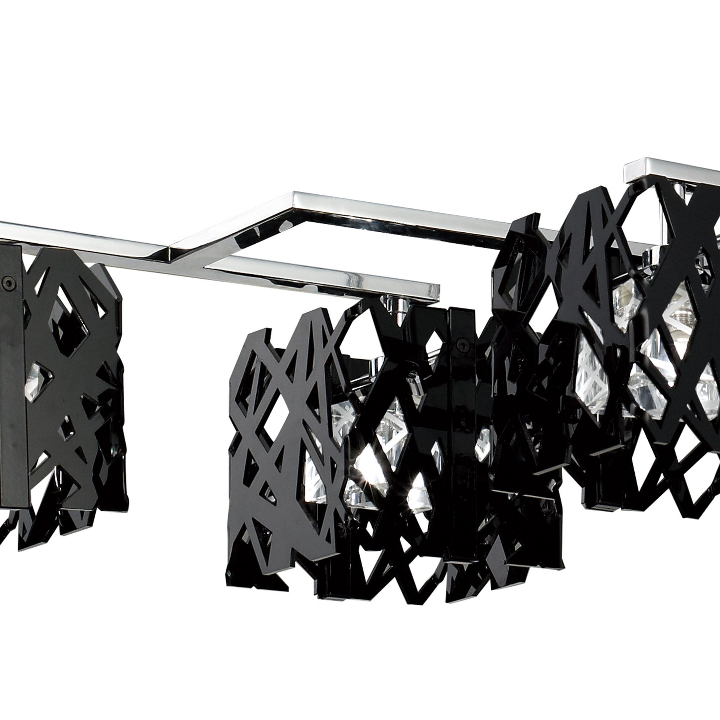 Tokio Rectangular Telescopic 6 Light G9 Line, Gloss Black/Polished Chrome by Mantra