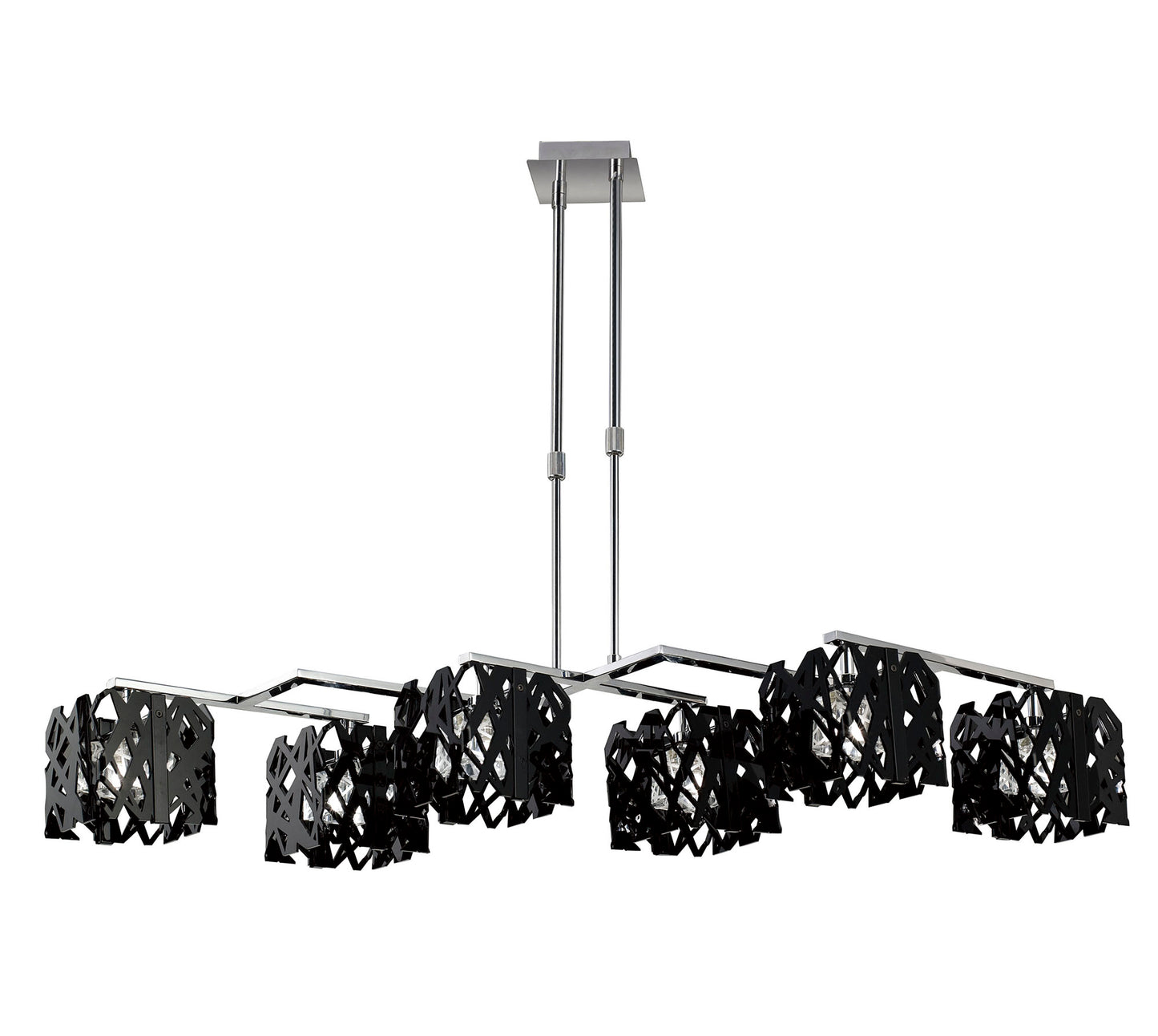Tokio Rectangular Telescopic 6 Light G9 Line, Gloss Black/Polished Chrome by Mantra