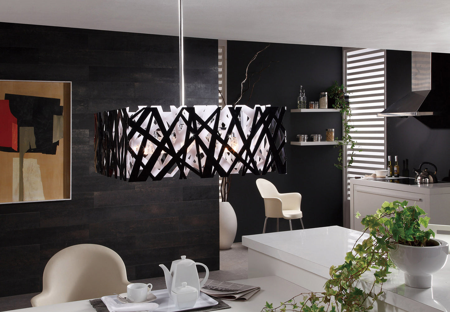 Tokio Rectangular Telescopic 6 Light G9 Line, Gloss White/Polished Chrome by Mantra