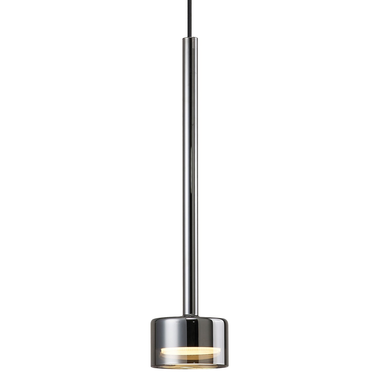 Tonic Assembly Pendant (WITHOUT PLATE), 1 Light, With Replaceable 12W LEDs, 3000K, Chrome/Chrome Glass by Mantra