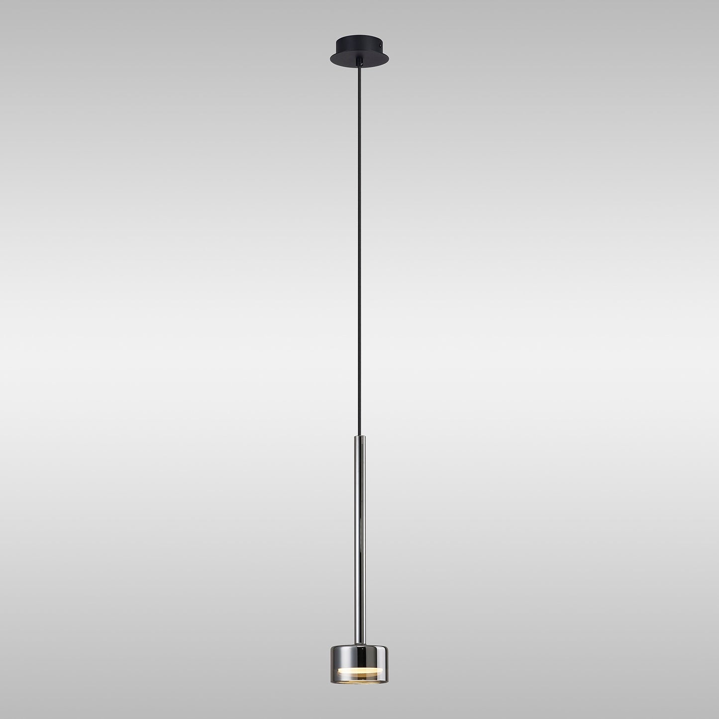 Tonic Pendant, 1 Light, With Replaceable 12W LEDs, 3000K, Chrome/Black/Chrome Glass by Mantra