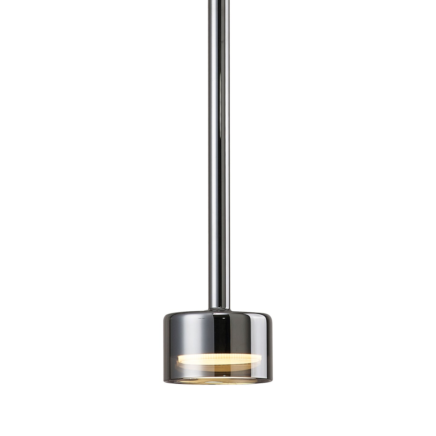 Tonic Pendant, 1 Light, With Replaceable 12W LEDs, 3000K, Chrome/Black/Chrome Glass by Mantra