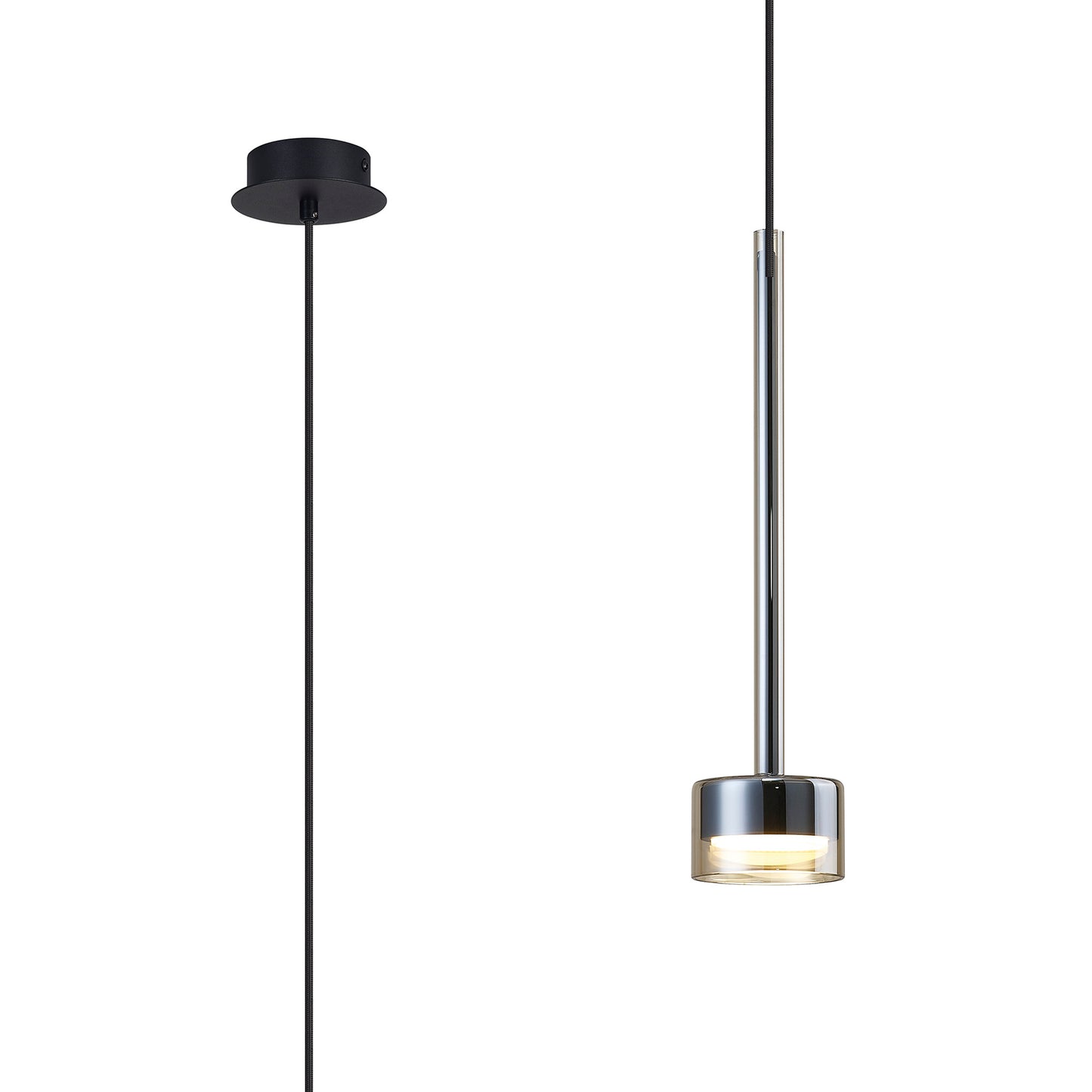 Tonic Pendant, 1 Light, With Replaceable 12W LEDs, 3000K, Bronze/Black/Bronze Glass by Mantra