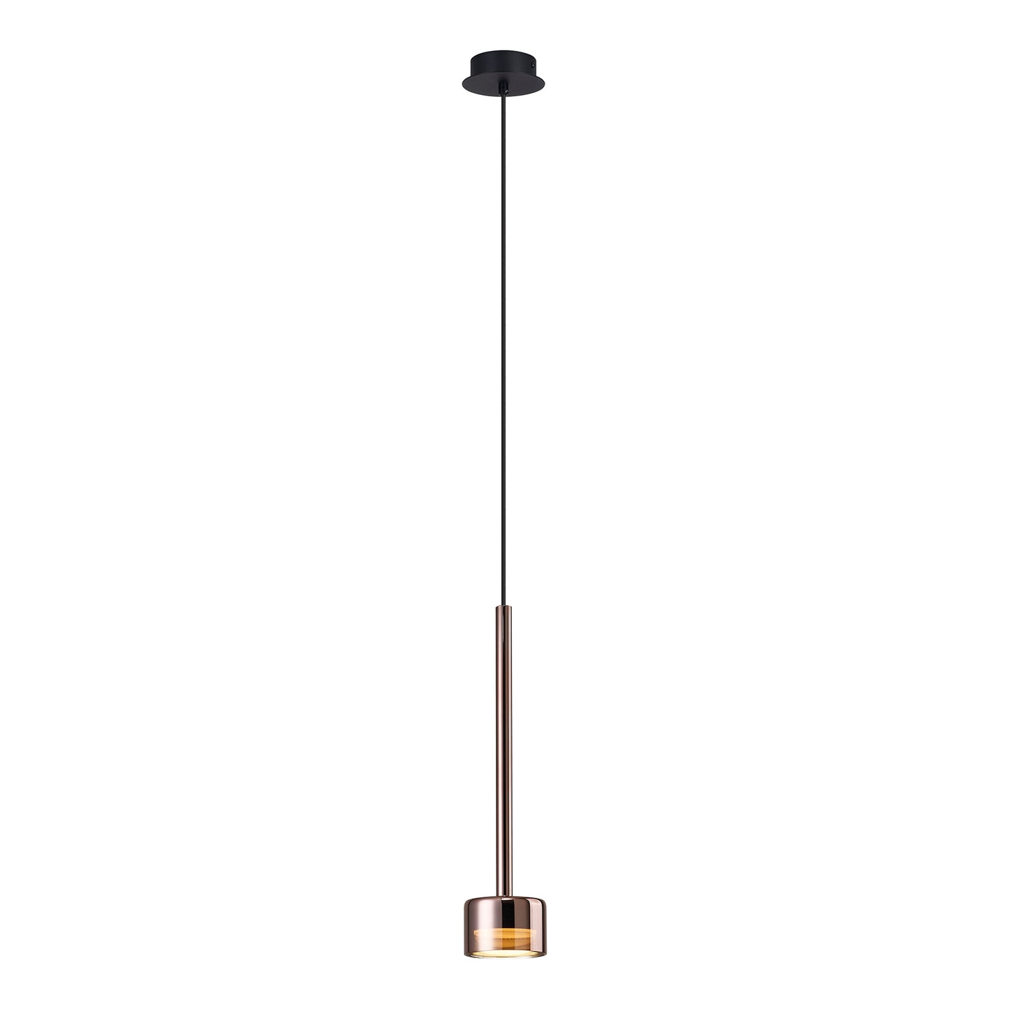 Tonic Pendant, 1 Light, With Replaceable 12W LEDs, 3000K, Copper/Black/Copper Glass by Mantra