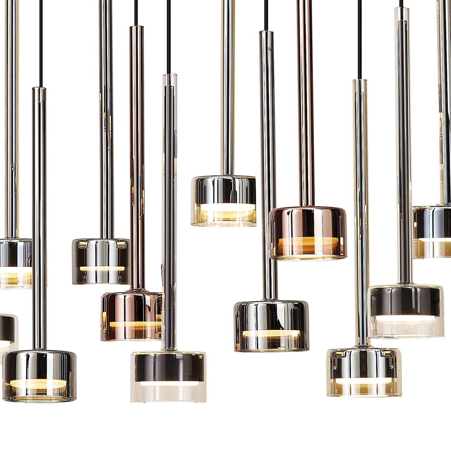 Tonic Rectangular Pendant, 14 Light, With Replaceable 12W LEDs, 3000K, Black/Chrome/Bronze/Copper by Mantra