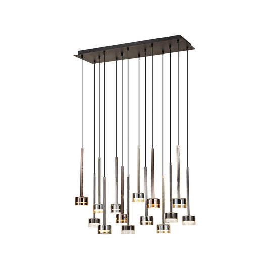 Tonic Rectangular Pendant, 14 Light, With Replaceable 12W LEDs, 3000K, Black/Chrome/Bronze/Copper by Mantra