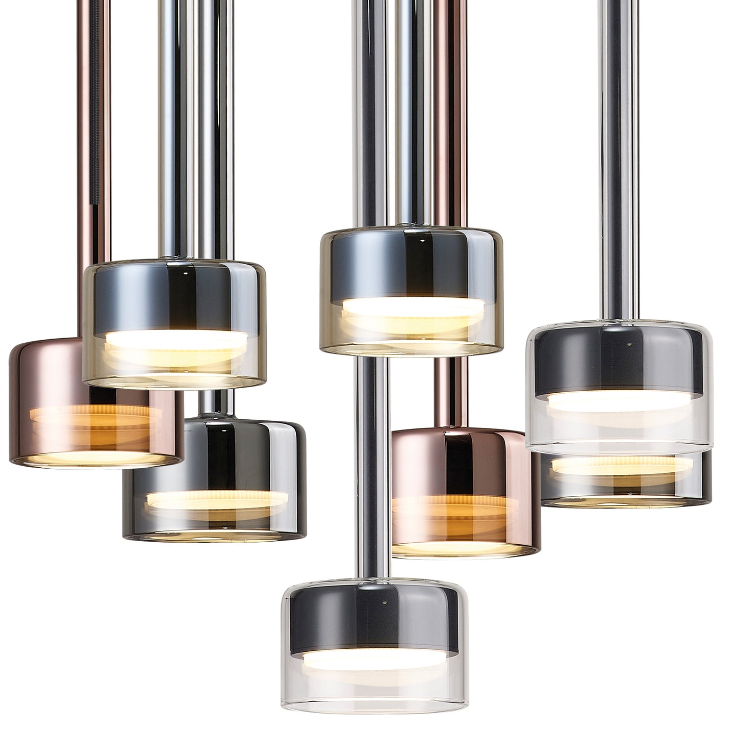 Tonic Round Pendant, 8 Light, With Replaceable 12W LEDs, 3000K, Black/Chrome/Bronze/Copper by Mantra