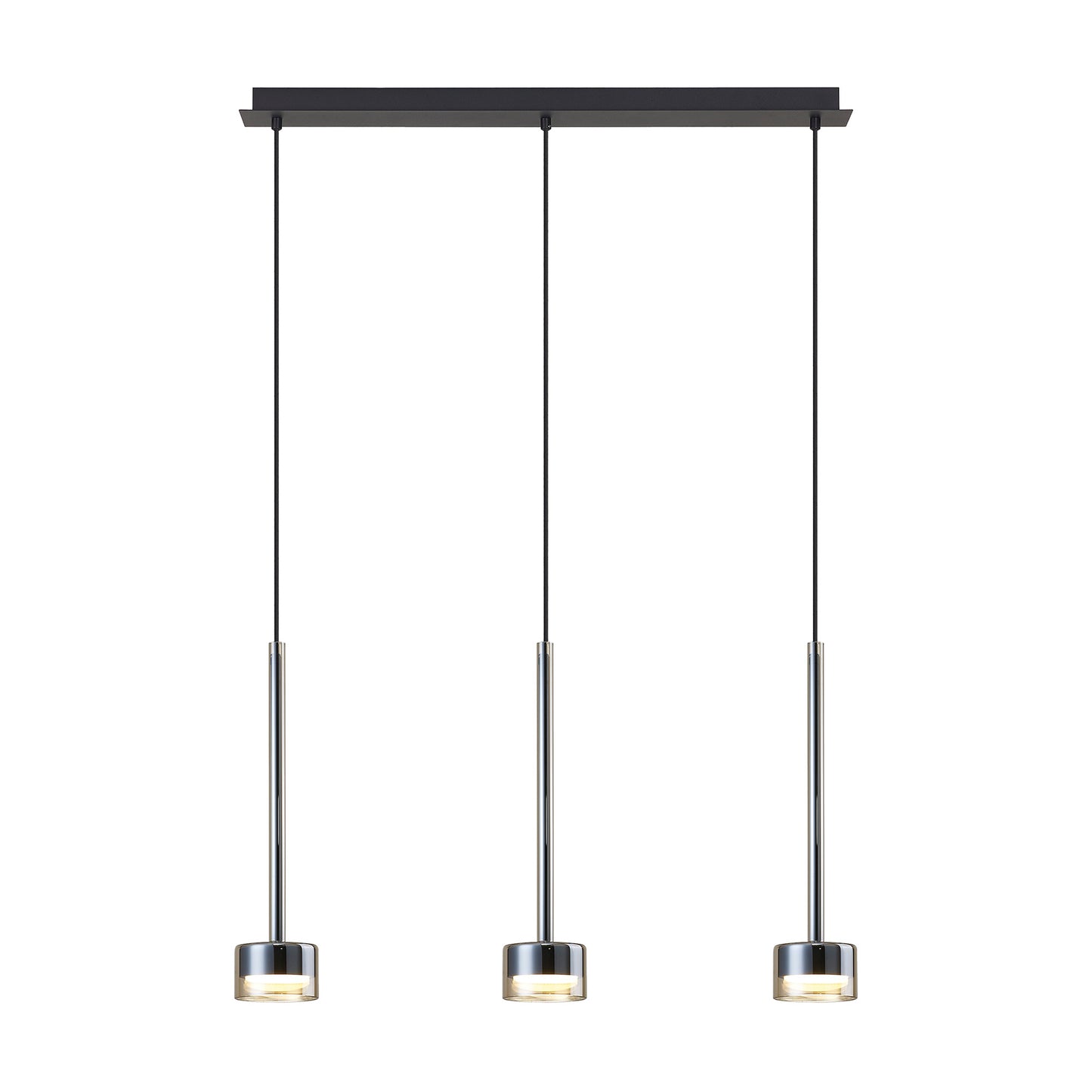 Tonic Linear Pendant, 3 Light, With Replaceable 12W LEDs, 3000K, Bronze/Black/Bronze Glass by Mantra