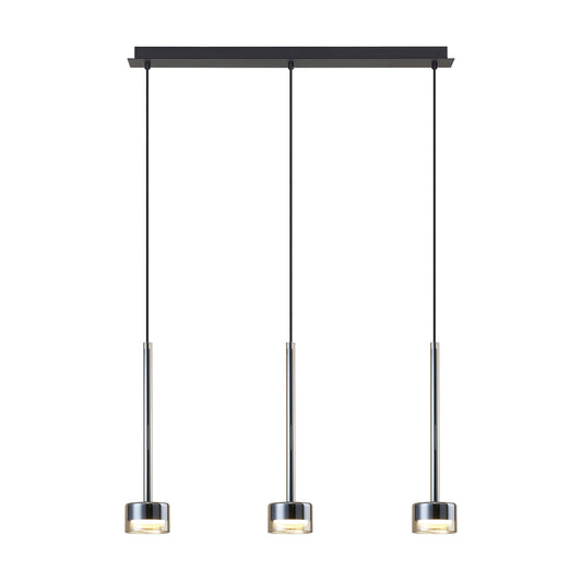 Tonic Linear Pendant, 3 Light, With Replaceable 12W LEDs, 3000K, Bronze/Black/Bronze Glass by Mantra