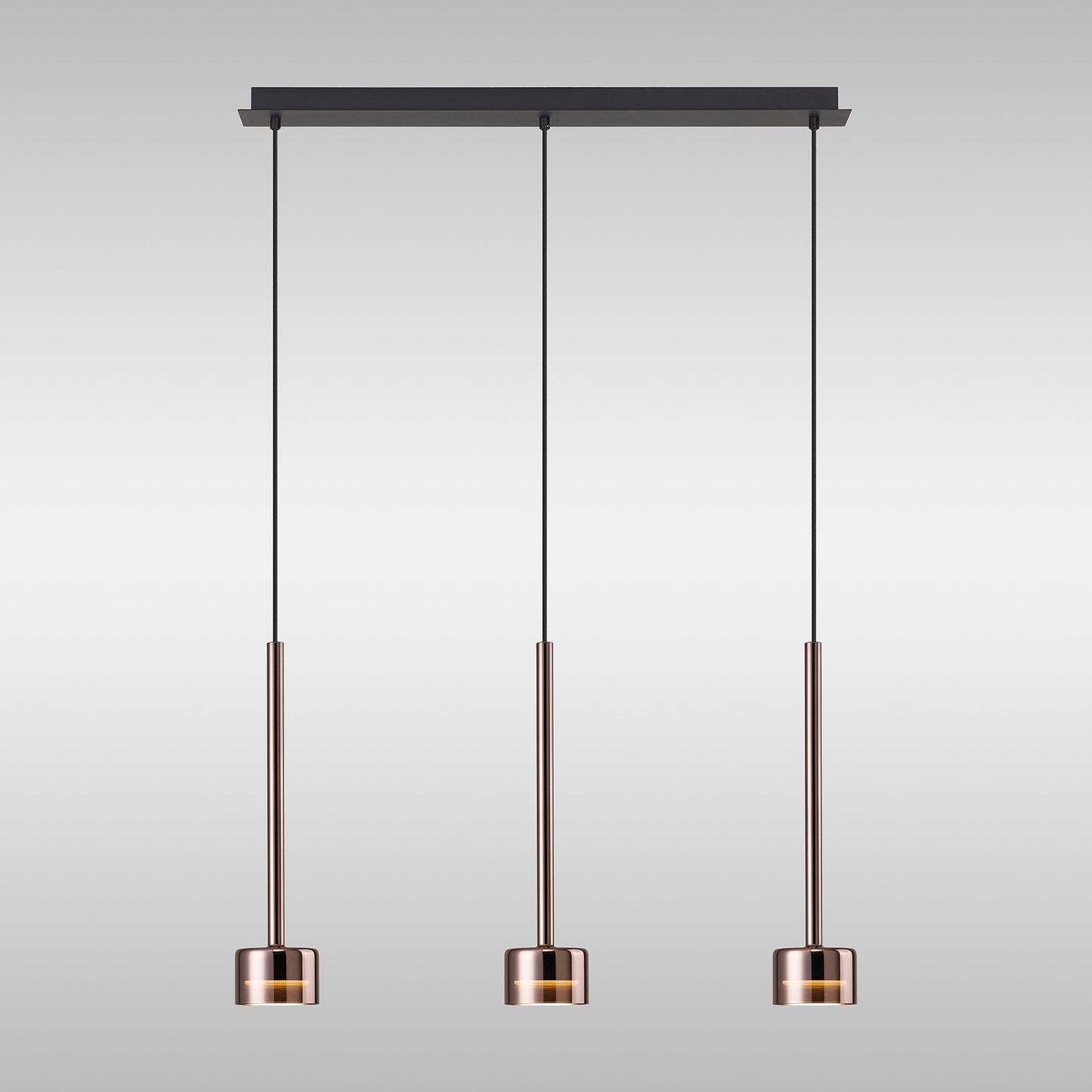 Tonic Linear Pendant, 3 Light, With Replaceable 12W LEDs, 3000K, Copper/Black/Copper Glass by Mantra