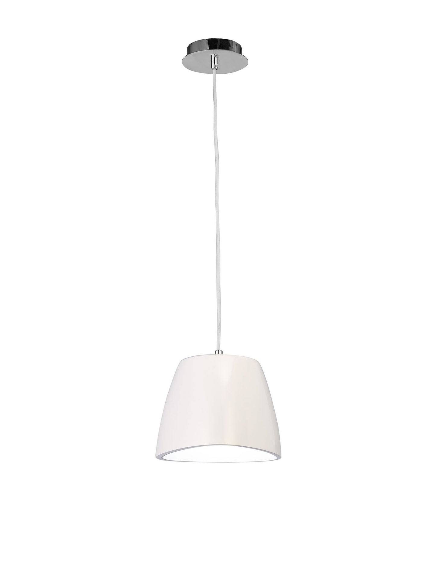 Triangle Pendant Small 1 Light E27, Gloss White/Polished Chrome by Mantra