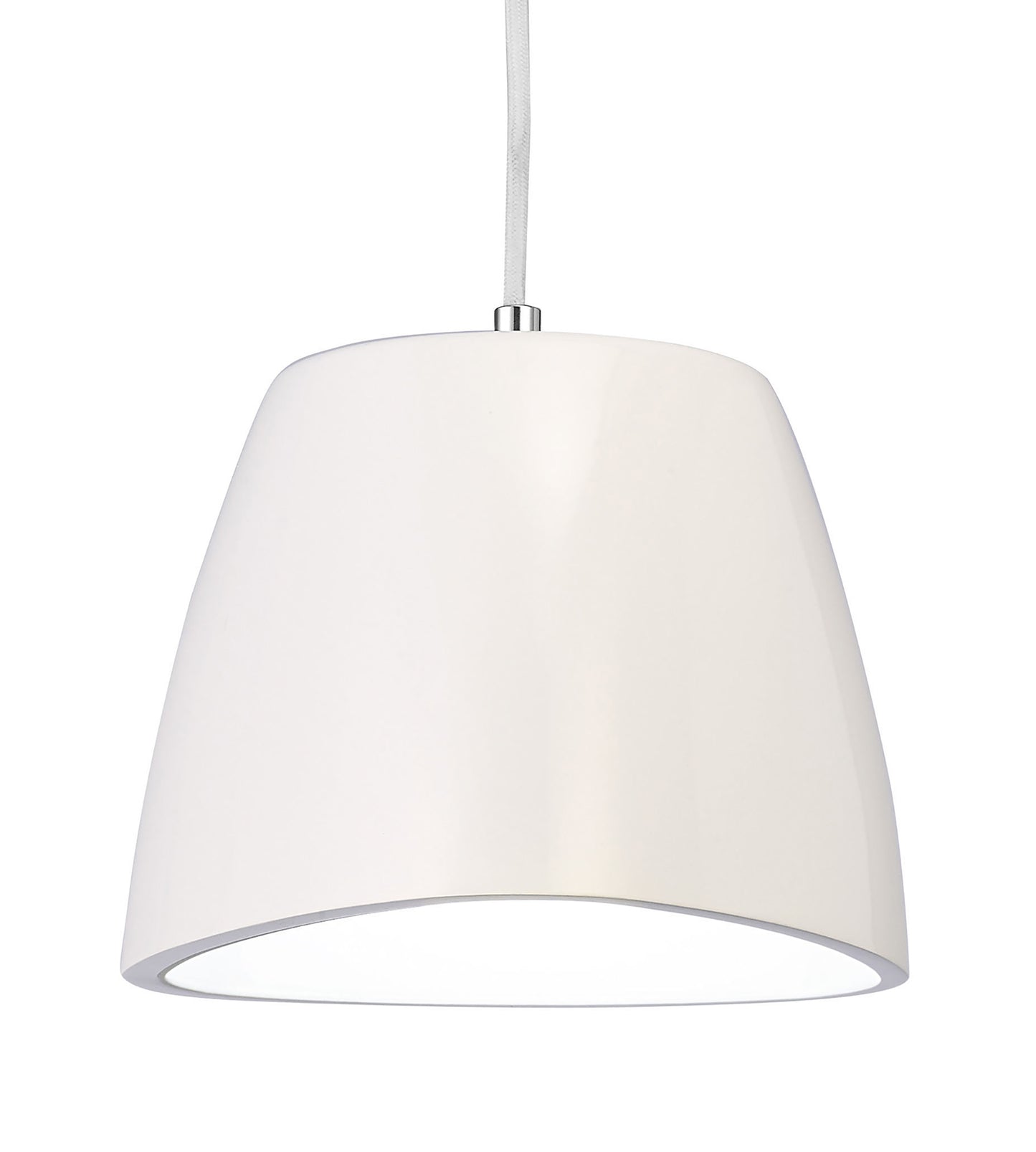 Triangle Pendant Small 1 Light E27, Gloss White/Polished Chrome by Mantra