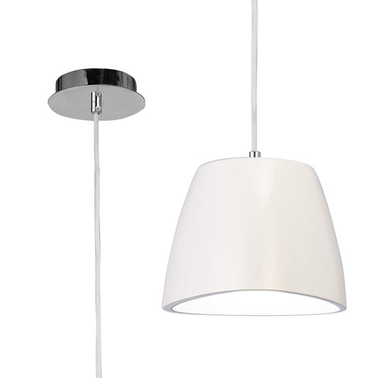 Triangle Pendant Small 1 Light E27, Gloss White/Polished Chrome by Mantra