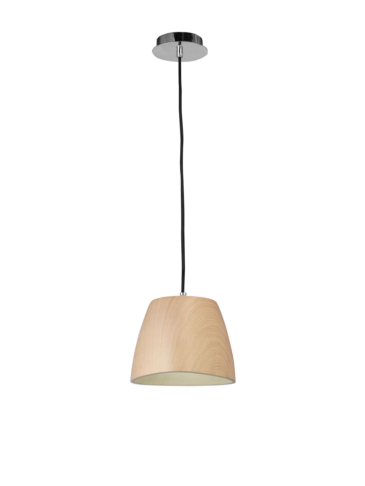 Triangle Pendant Small 1 Light E27, Beech/Polished Chrome by Mantra