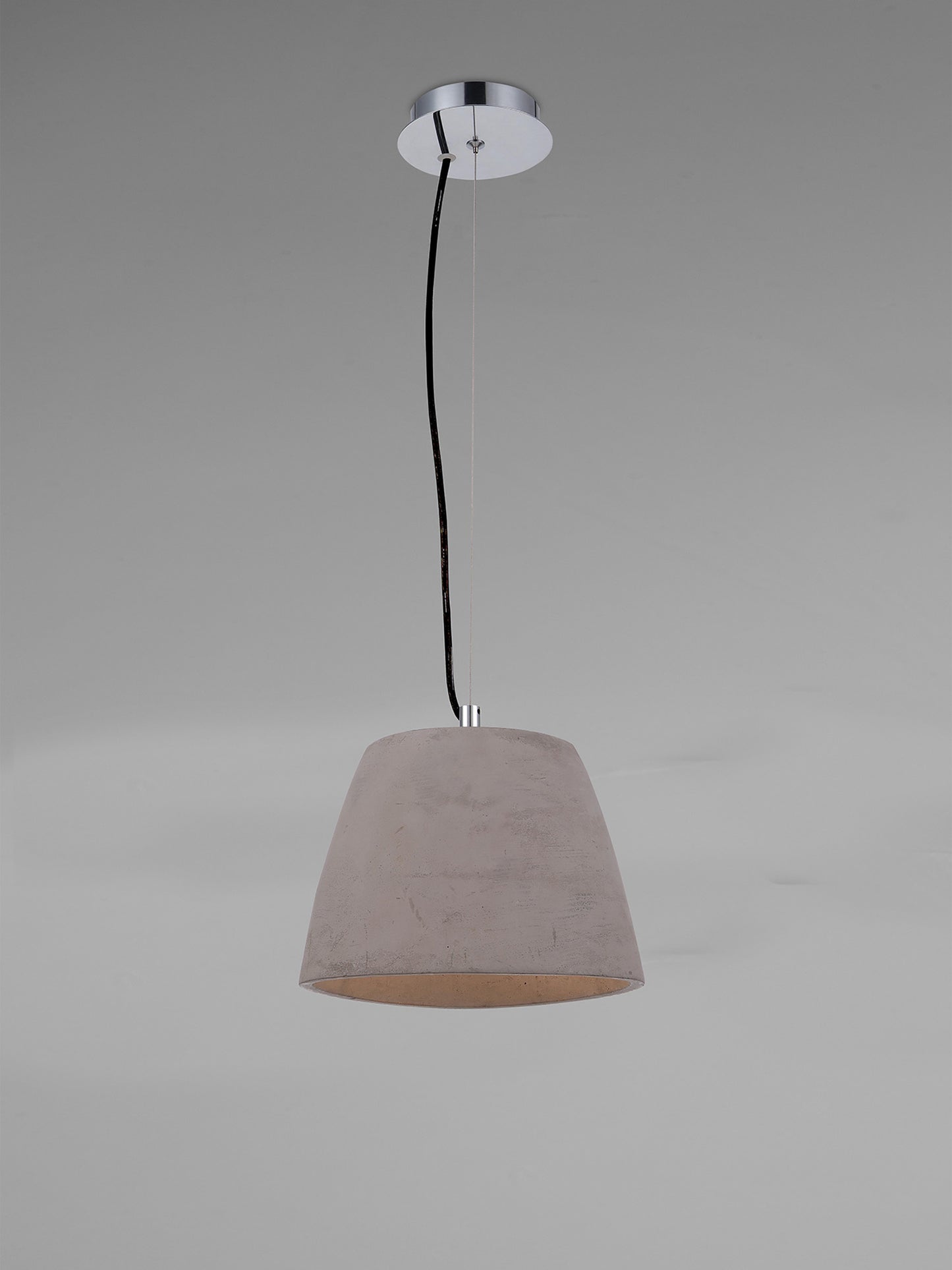 Triangle Pendant Small 1 Light E27, Cement/Polished Chrome by Mantra