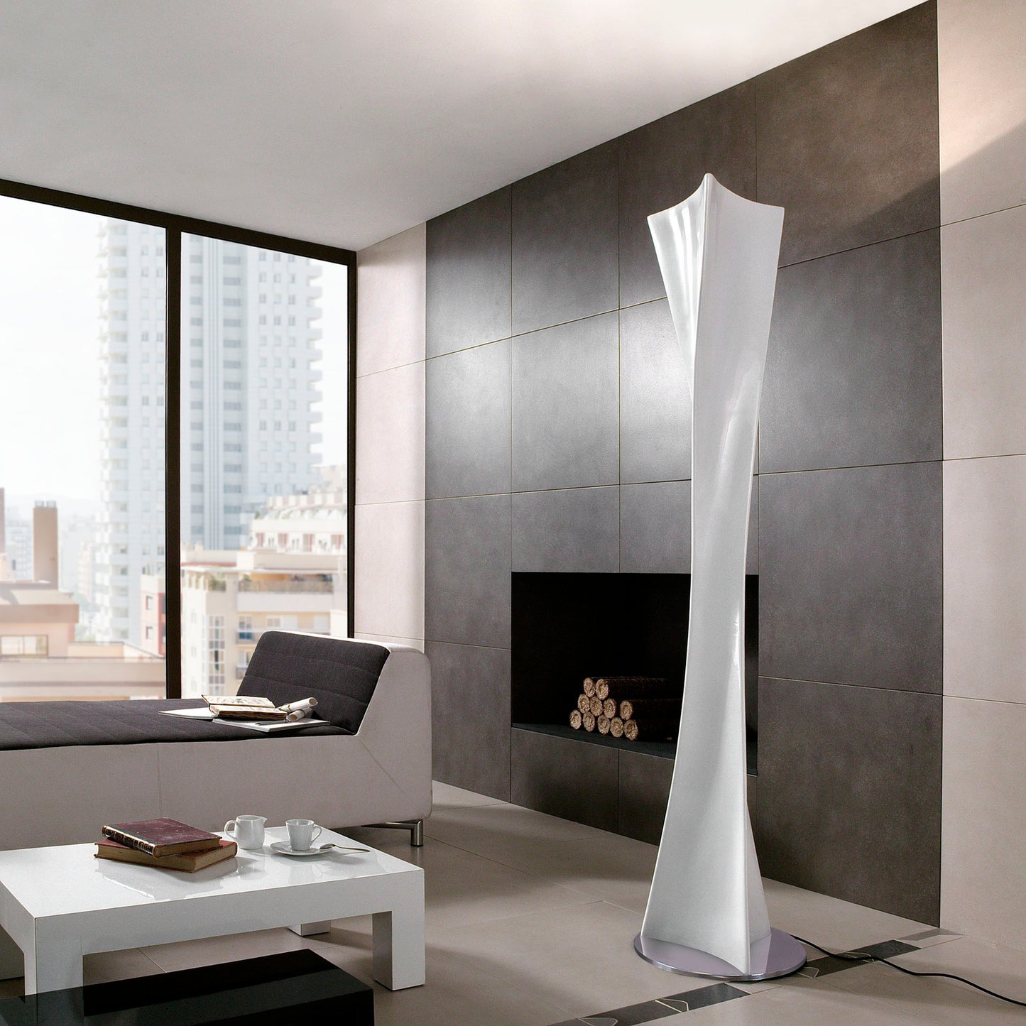 Twist Pendant 1 Light E27, Gloss White/Polished Chrome by Mantra