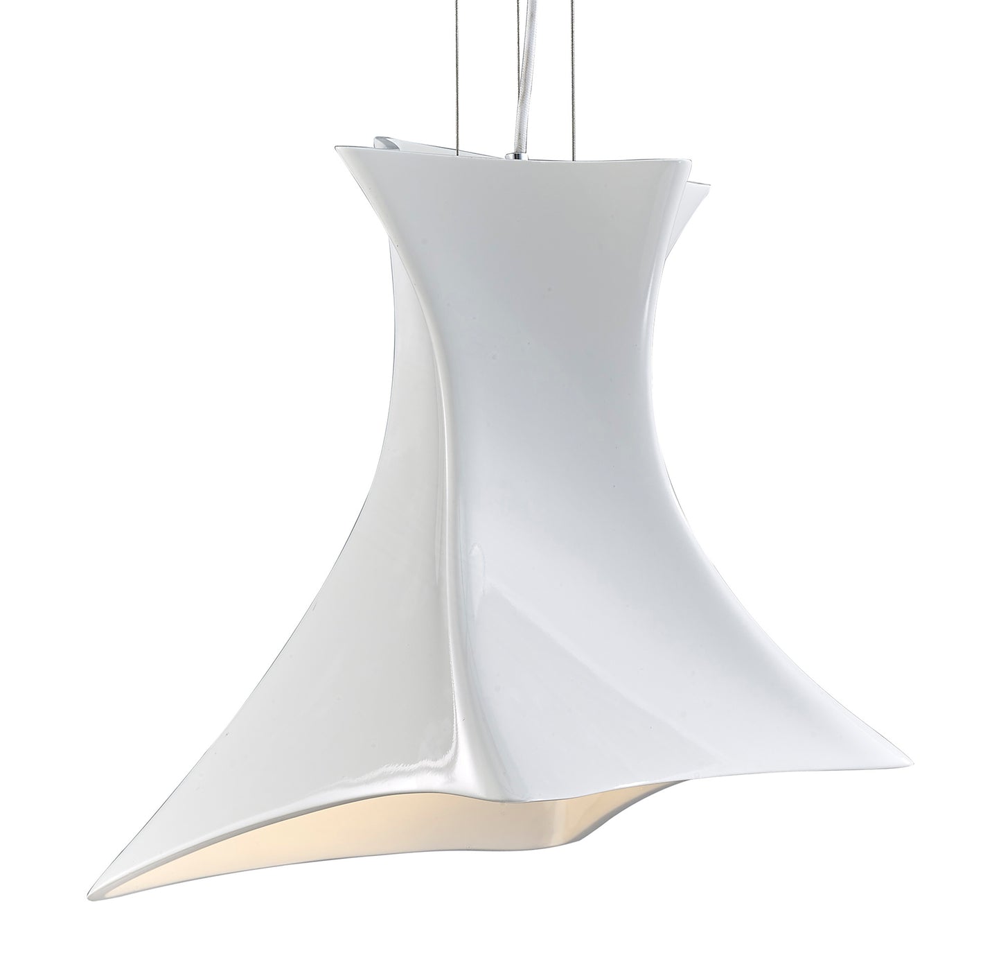 Twist Pendant 1 Light E27, Gloss White/Polished Chrome by Mantra