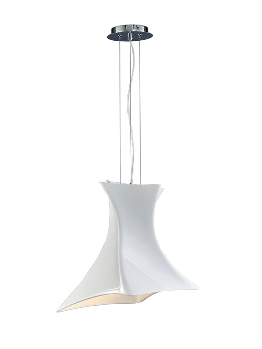 Twist Pendant 1 Light E27, Gloss White/Polished Chrome by Mantra