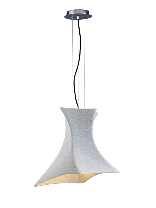 Twist Pendant 1 Light E27, Cement Effect/Polished Chrome by Mantra