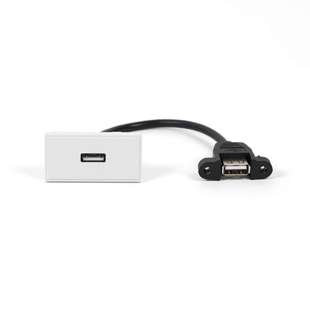 White USB Mounted Socket EM-Euro Module