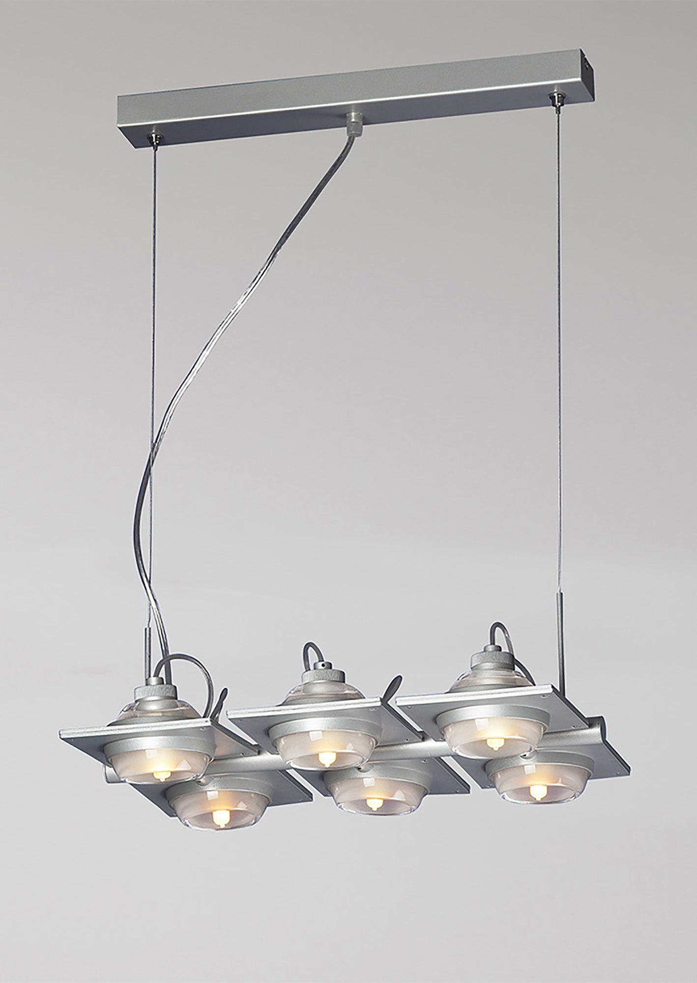 (0040 002) Ull Rectangular Pendant 6 Light G9 Silver Grey by Mantra