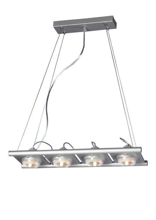 (0040 003) Ull Rectangular Pendant 4 Light G9 Silver Grey by Mantra