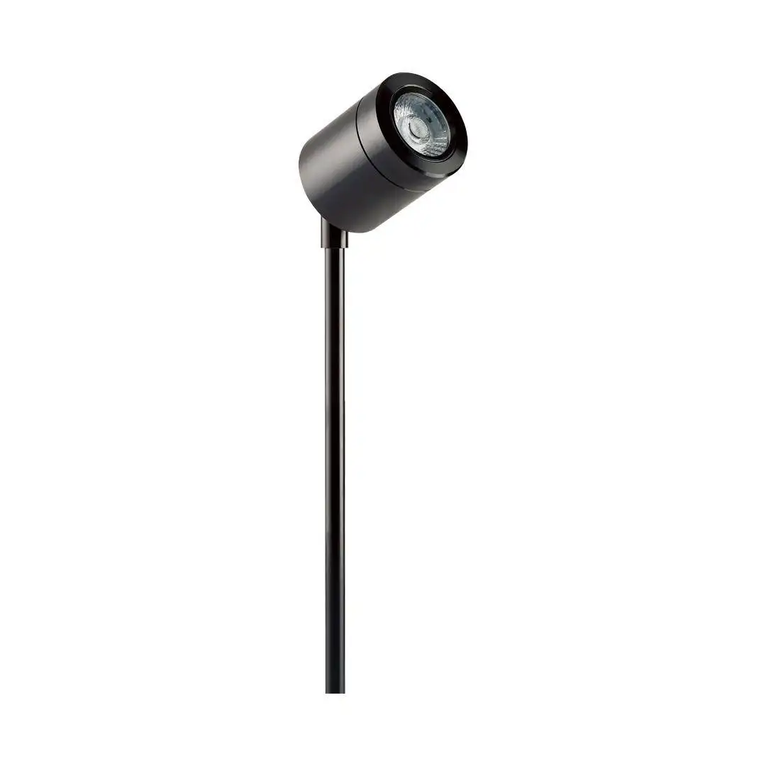 Spike Light, Black, MV, Flood Spike Light Round with 5.7W 3000K LED, IP65, Mains Voltage, Flood