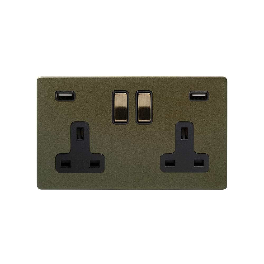 The Eton Collection Bronze 2 Gang 13A DP Socket with 2 x USB-A 4.8A
