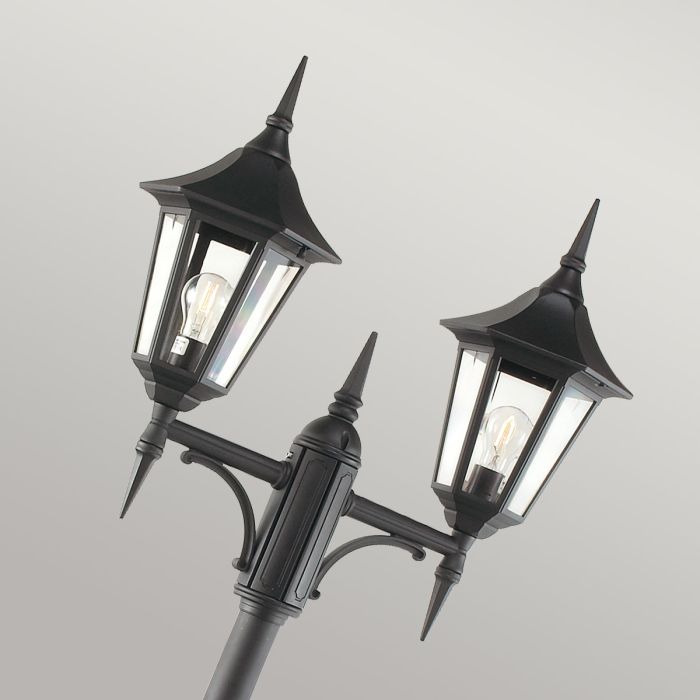 Valencia 2 Light Twin Head Lamp Post - Black