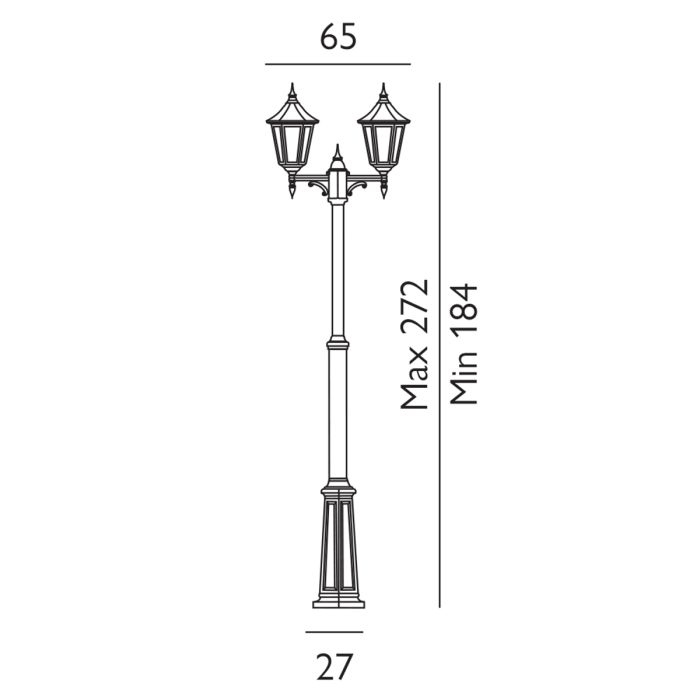 Valencia 2 Light Twin Head Lamp Post - Black