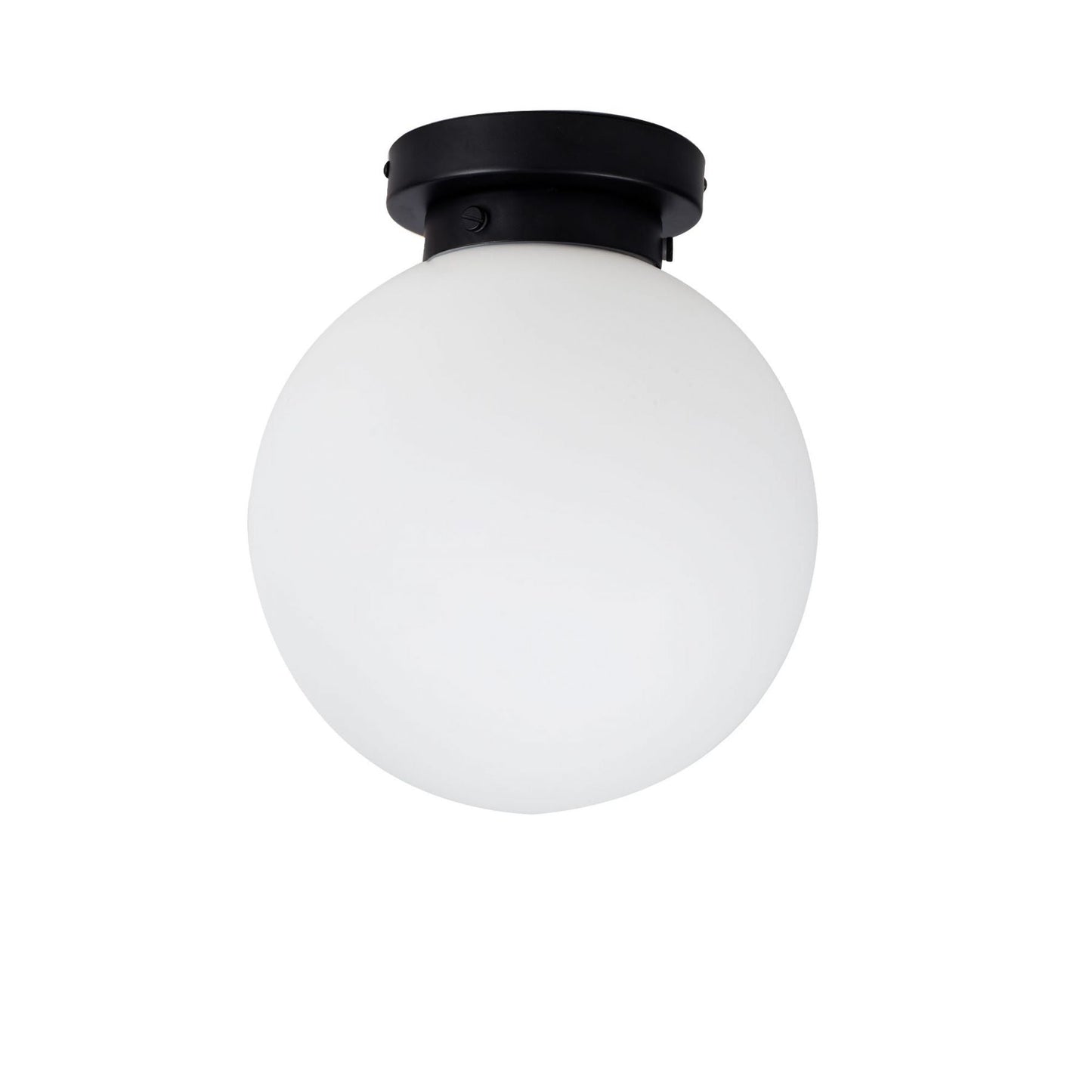 Vanity 1 Light Flush Matt Black with Opal Ball