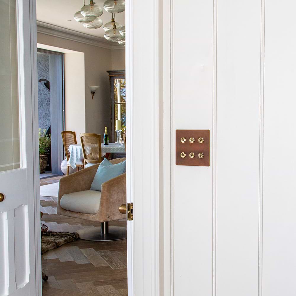 The Westminster Collection Vintage Brass 6 Gang Toggle Light Switch 20A 2 Way
