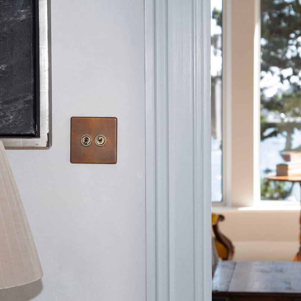 The Westminster Collection Vintage Brass 2 Gang Intermediate Toggle Switch