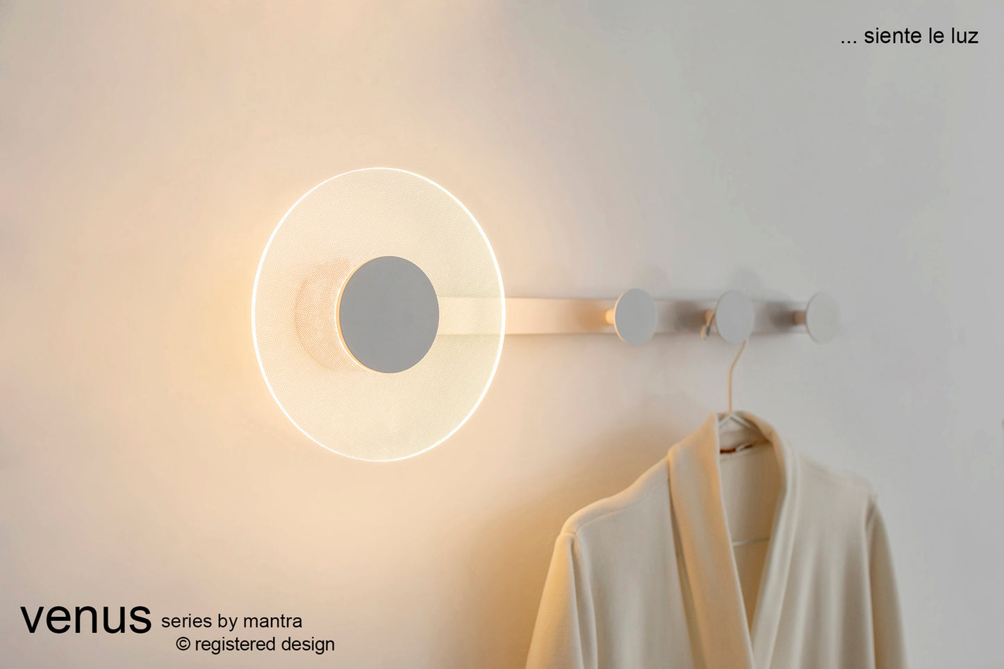 Venus Wall Lamp Coat Rack, 6W LED, 3000K, 490lm, Black, 3yrs Warranty by Mantra