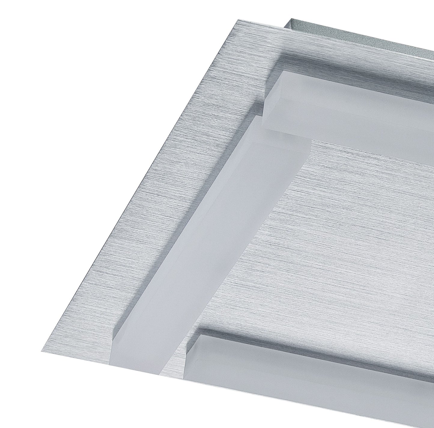 Verona Square Ceiling 4 Light 20W LED 3000K, 1800lm, Satin Aluminium/Frosted Acrylic, 3yrs Warranty by Mantra