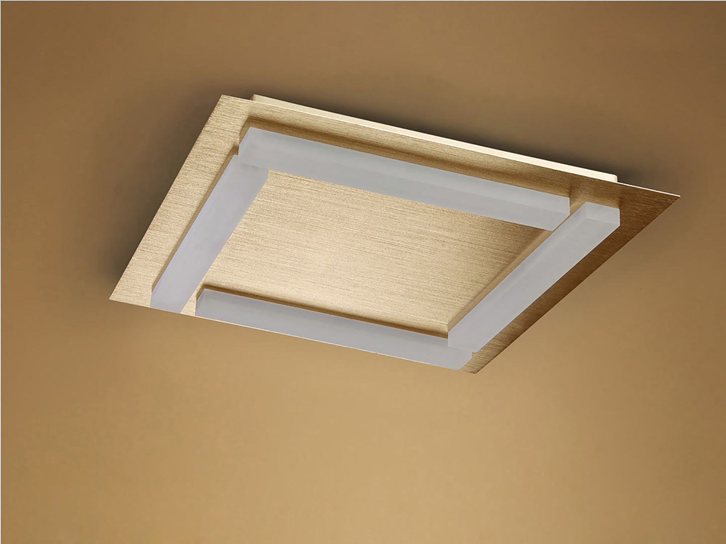 Verona Square Ceiling 4 Light 20W LED 3000K, 1800lm, Satin Gold/Frosted Acrylic, 3yrs Warranty by Mantra