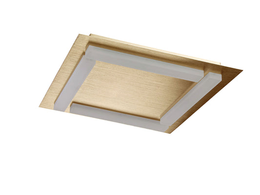 Verona Square Ceiling 4 Light 20W LED 3000K, 1800lm, Satin Gold/Frosted Acrylic, 3yrs Warranty by Mantra