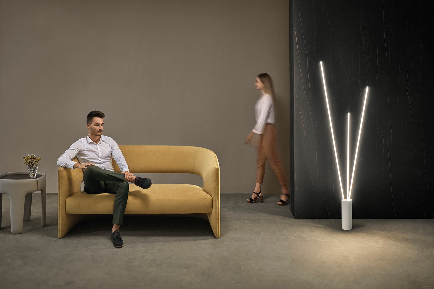 Vertical 3 Light Floor Lamp, 60W LED, 3000K, 3600lm, Dimmable, White, 3yrs Warranty by Mantra