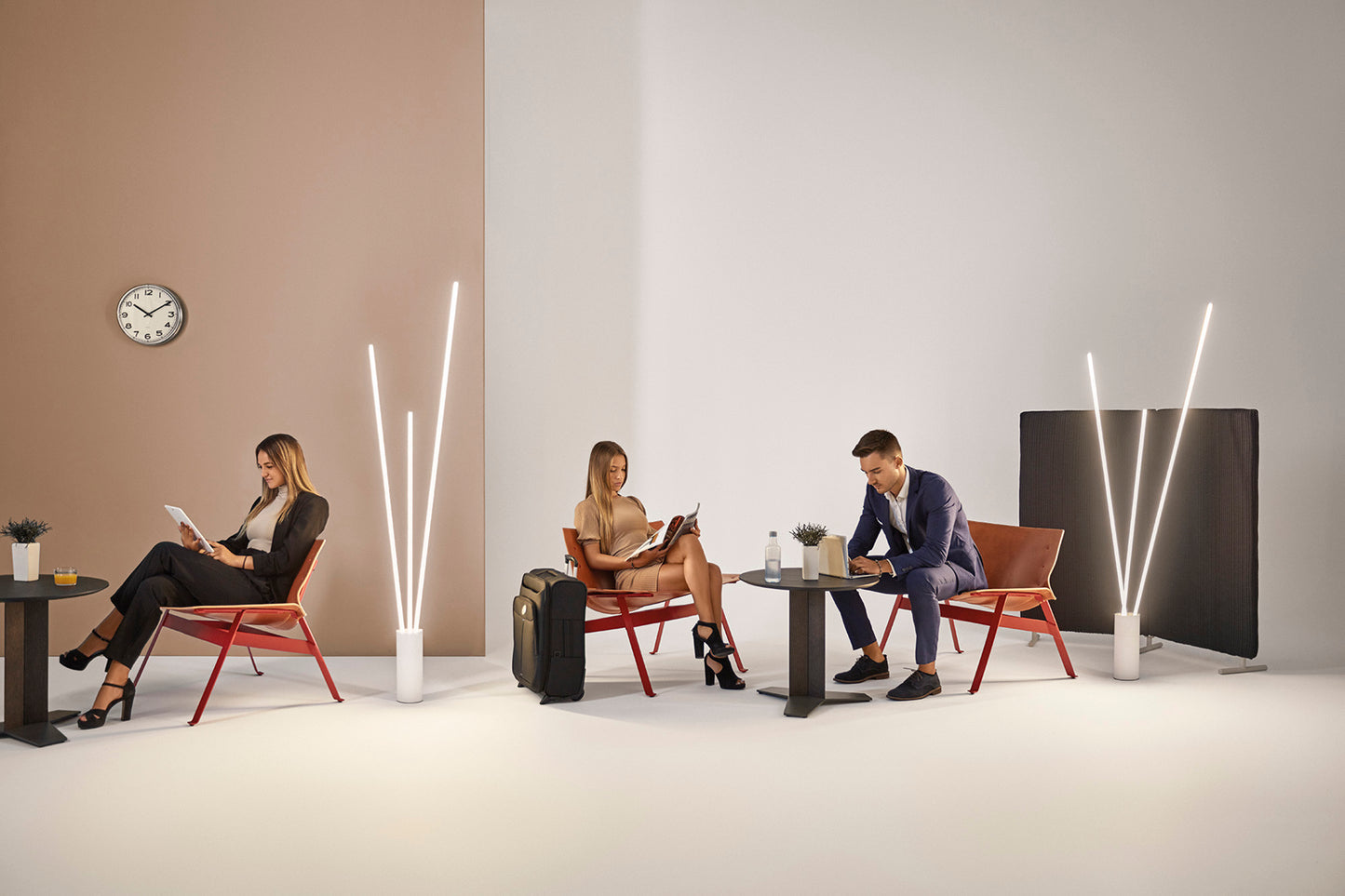 Vertical 3 Light Floor Lamp, 60W LED, 3000K, 3600lm, Dimmable, Black, 3yrs Warranty by Mantra