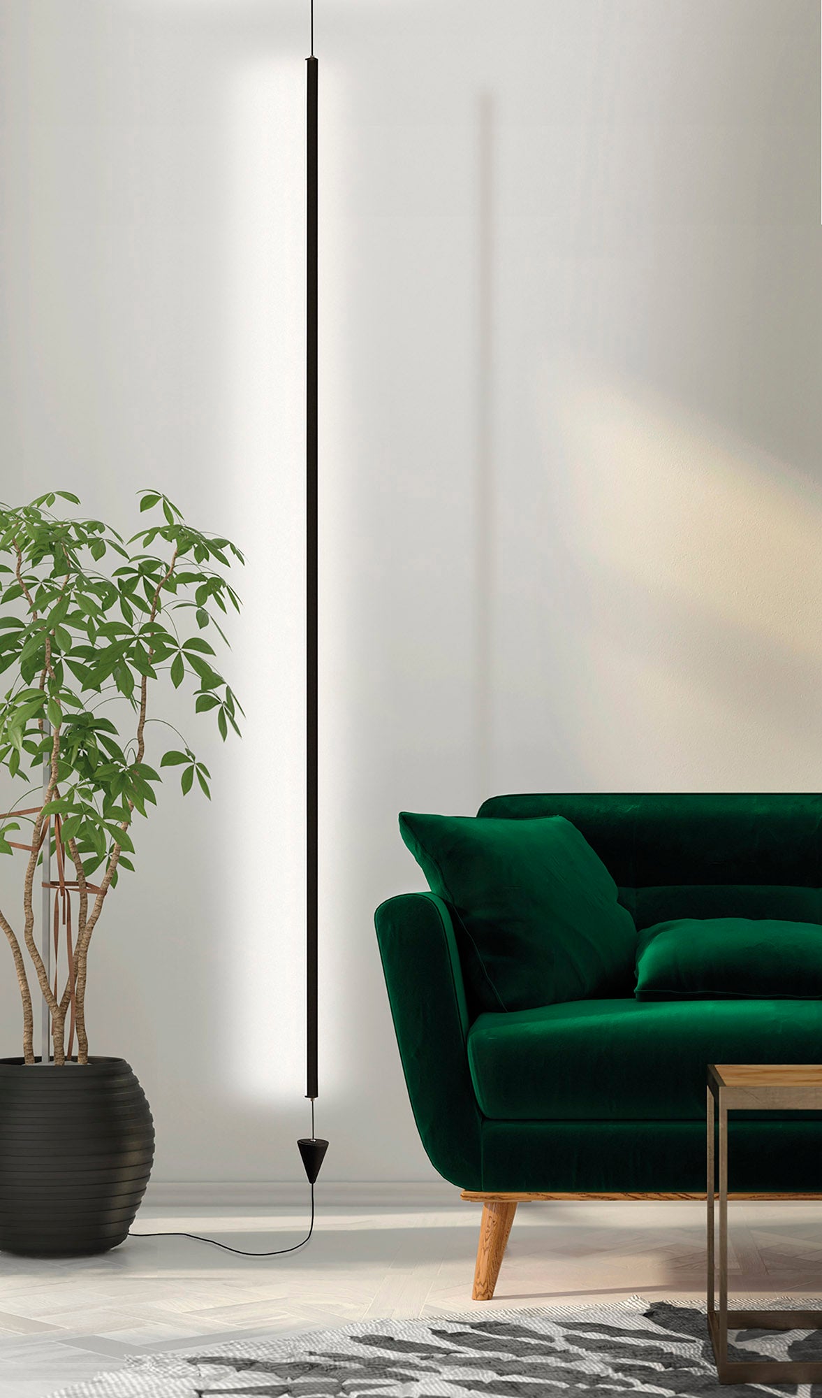 Vertical 3 Light Floor Lamp, 60W LED, 3000K, 3600lm, Dimmable, Black, 3yrs Warranty by Mantra
