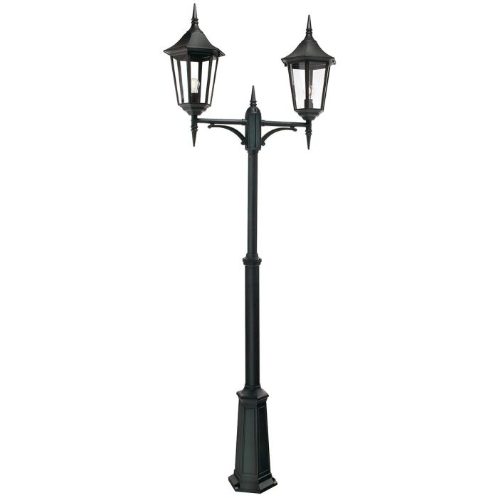 Valencia Grande 2 Light Twin Head Lamp Post - Black