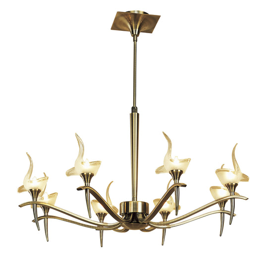 Viena Telescopic Pendant Round 8 Light G9, Antique Brass by Mantra